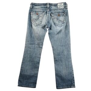 Big Star Crop Jeans Women's 27 Low Rise Medium‎ Wash Blue Denim Flap Pockets